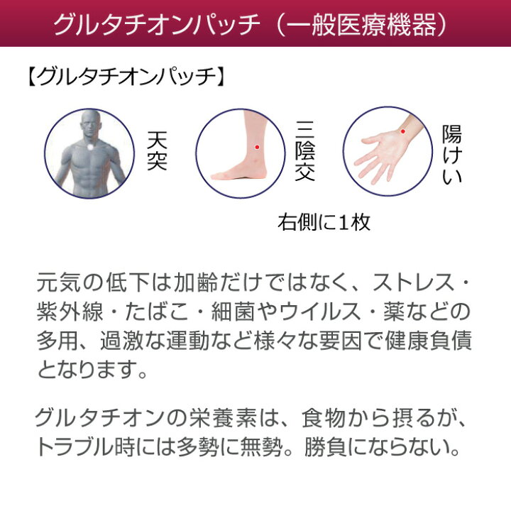楽天市場】グルタチオンパッチ／一般医療機器【正規品】glutathione 