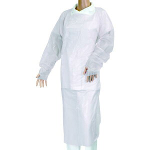 プラスチックエプロン 袖付タイプ F ふつう ホワイト 00057102 10枚