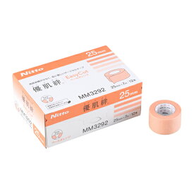 優肌絆EasyCut　ペールオレンジ　25mm×7m　MM3292　12巻　 低刺激 敏感肌 手で切れる かぶれにくい 低アレルギー 粘着力 保護テープ 医療用品 傷ケア スキンケア 包帯固定 固定テープ 不織布 ニトムズ製品