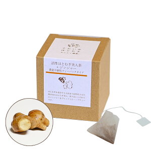 【5袋タイプ 活性はとむぎ美人茶+ジンジャー 農薬不使用ティーバックタイプ5袋入り】お試しサイズでプチギフトにも(国産・ブレンド茶・ブレンドティー・奈良県産・高知県産・無添加・