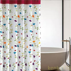 【送料無料】【180×180cm】シャワーカーテン 浴室風呂カーテン 花柄 防水速乾 防カビ 保温抗菌 カーテンリング付 加工取り付け簡単