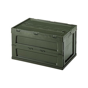 フォールディング コンテナ L 収納ボックス ストレージボックス 折りたたみボックス 収納 雑貨 小物入れ フタ付き アウトドア 新生活 シンプル グリーン ベージュ ブラック