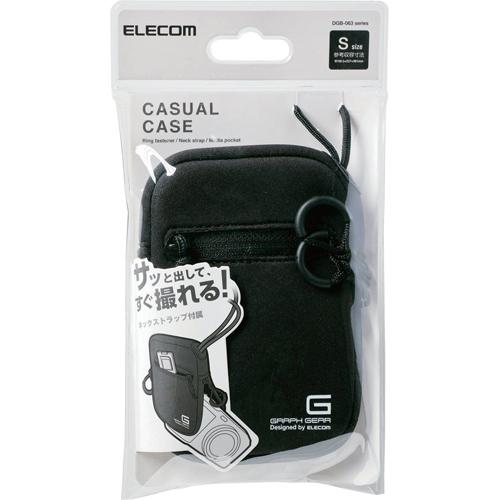 エレコム デジタルカメラケース ネックストラップ付き Sサイズ ブラック DGB-063BK(2個セット)