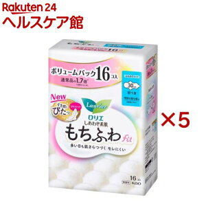 ロリエ しあわせ素肌 もちふわfit ボリュームパック 特別心配な昼用 30cm 羽つき(16個入×5セット)【ロリエ】