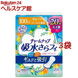 チャームナップ 吸水さらフィ 多くても安心用 羽なし 100cc 29cm(20枚入*3袋セット)【チャームナップ】