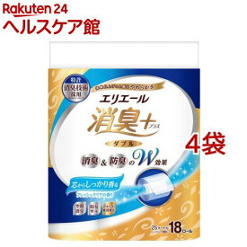 エリエール 消臭+ しっかり香る フレッシュクリアの香り ダブル(1袋18ロール入×4袋セット(1ロール25m))【エリエール】