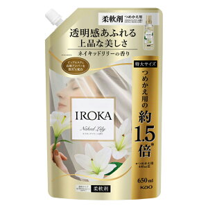 花王 IROKA ネイキッドリリーの香り スパウト つめかえ用 特大サイズ 柔軟剤 650ml(詰め替え用 衣類用洗濯柔軟剤 透明感 上品)