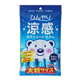 【ゆうパケット配送対象】ひんやり涼感ボディシートタオル 5本入り(ポスト投函 追跡ありメール便)