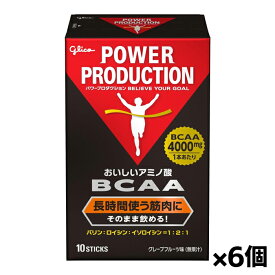 [グリコ glico]パワープロダクション おいしいアミノ酸BCAAスティックパウダー（4.4g×10本入り) x6個