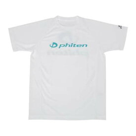 ファイテン PHITEN ユニセックス RAKUシャツSPORTS 半袖 ロゴ入り Tシャツ ホワイト×ロゴブルーグリーン 3XOサイズ 吸汗 JG395009