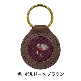 【ゆうパケット配送!送料無料】【在庫限り!大特価】ALTRO レザーキーホルダー ルアー2 ボルドー×ブラウン ぽっきり価格【返品・交換不可】(丸型 革 タグ 釣り フライフィッシング 毛針 魚 ギフト)