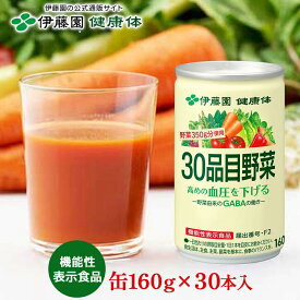 【伊藤園 健康体 公式通販】30品目野菜 缶 160g×30本［機能性表示食品］GABA 野菜ジュース 野菜不足 甘すぎなくておいしい 血圧 野菜350g【レビューキャンペーン対象】