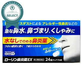 【第2類医薬品】 ローリン鼻炎錠EX 鼻水 鼻づまり くしゃみ 花粉症 花粉 ハウスダスト アレルギー アレルギー性鼻炎 24錠 【セルフメディケーション税制 対象品】 【とやま健康プラザのセレクト商品】