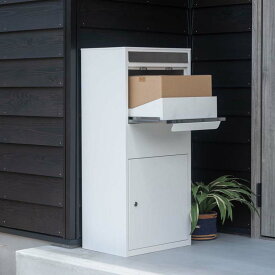 【デリバリーボックス白】PST-216WH スタイリッシュなデリバリーボックス デリバリーボックス 宅配ボックス 宅配BOX ポスト ブラック 鍵付き ステンレス シンプル おしゃれ 組立：完成品
