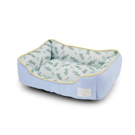 ◇ペットプロ Homey ひんやり冷感スクエアベッド ナチュラル柄 S ブルー