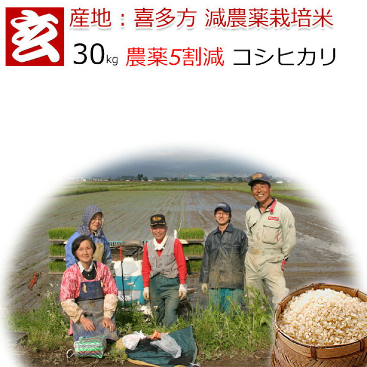 楽天市場】減農薬 玄米 30kg 送料無料 福島県会津喜多方 1等米  
