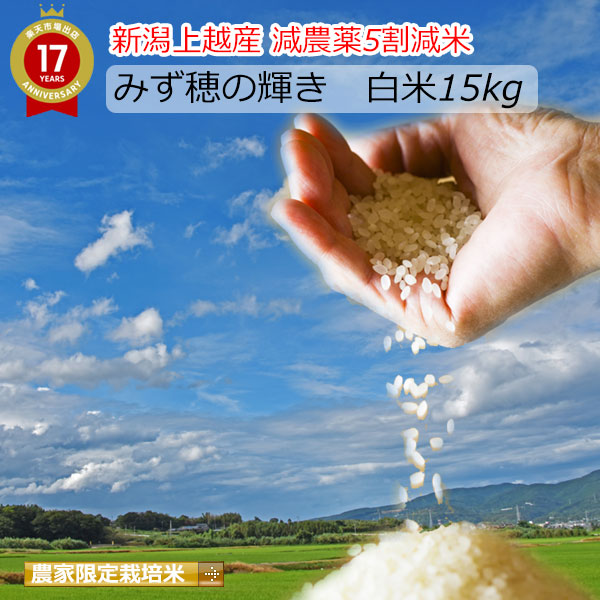 楽天市場】米 15kg 送料無料 農薬5割減 新潟産 みずほの輝き 減農薬