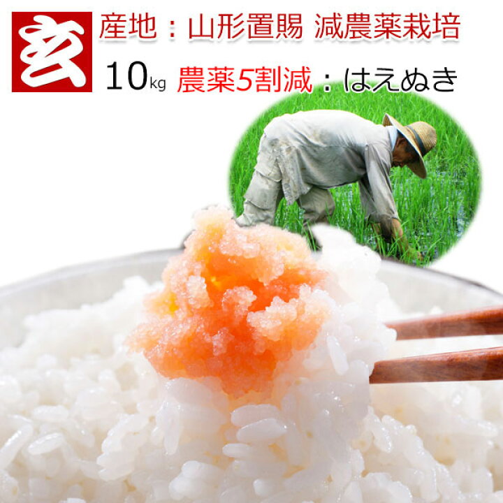 楽天市場】米 10kg 送料無料 精米選択可能 農薬5割減 はえぬき玄米 減  