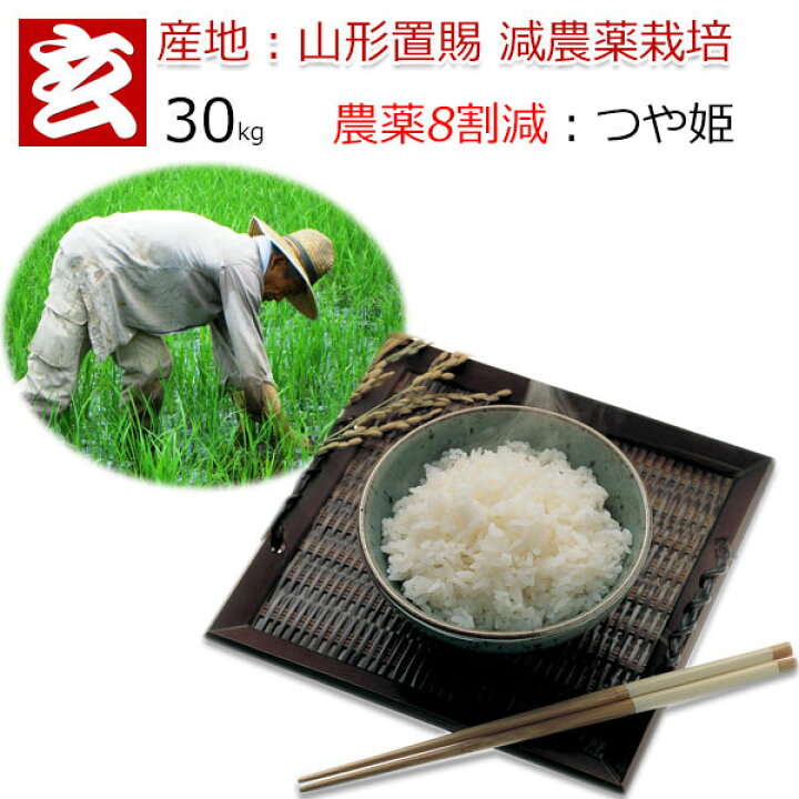 楽天市場】米 30kg 送料無料 精米選択可 農薬8割減 つや姫 玄米 農薬  