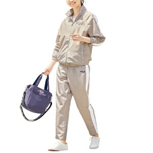 ジャージ レディース 上下セット シニア フィラ 裏地が映える大人のトラックスーツ 全2色 グレー ブラック レディース 婦人服 ミセス 女性 シンプル 灰色 黒 シニアファッション 40代 50代 60