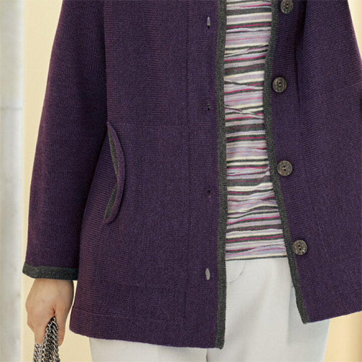 楽天市場】ジャケット カーディガン レディース 日本製 配色使い襟付き  