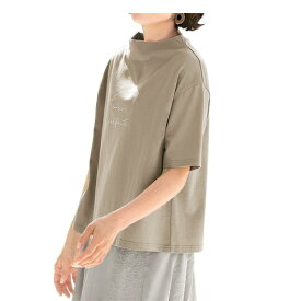 春夏 ワイドネックプリントプルオーバー（全2色） 五分袖Tシャツ ハイネック レディース 婦人服 ミセス シニア 女性 ホワイト ベージュ 白 オシャレ かわいい シニアファッション 40代 50代 60代 70代 80代 母の日 おしゃれ 春物 夏物　nss　p21350　p24330