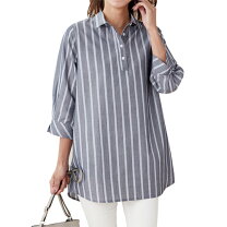 チュニック 40代 50代 60代 70代 ミセス シニア ファッション 大人 おしゃれ レディース 春夏 服 彩りストライプシャツチュニック
