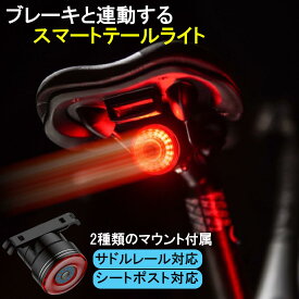 自転車 テールライト LED リア 自動点灯 防水 ロードバイク テールランプ USB充電式 取付け簡単
