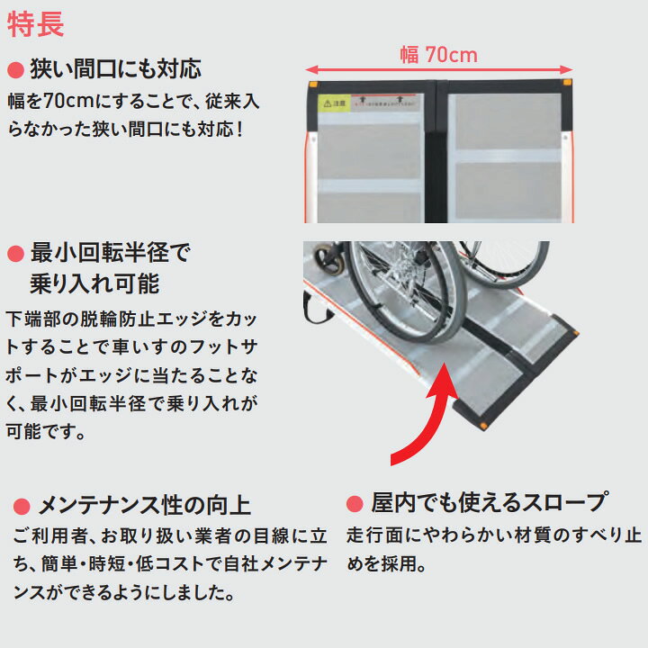 楽天市場】車椅子用スロープ ケアスロープ 長さ 150cm 段差解消 日本製 