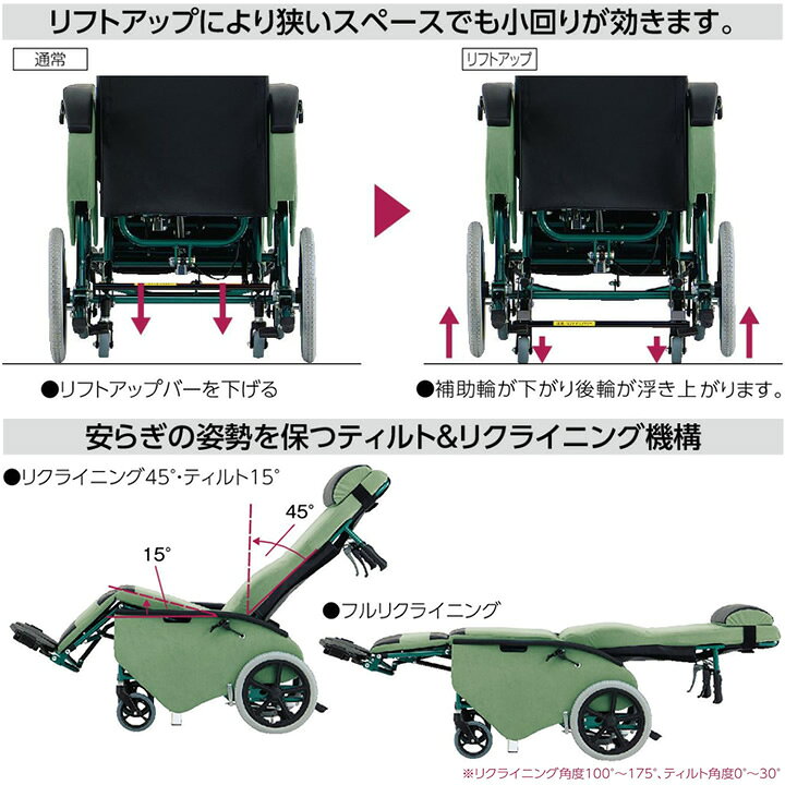 楽天市場】車椅子 車いす ティルト＆リクライニング式車椅子 介助式 