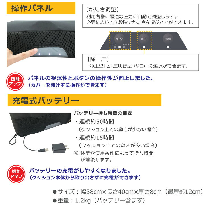 楽天市場】車いす用クッションパワークッション 体圧調整 除圧 