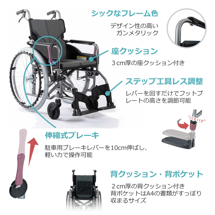楽天市場】車椅子 モダンシリーズ Aスタイル(A-Style) 背折れ 自走用