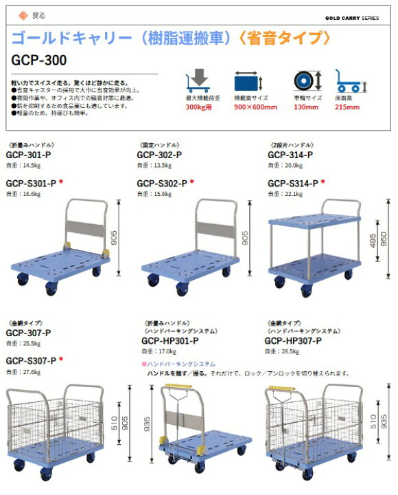 楽天市場】【東正車輌】ゴールドキャリー [GCP-S302-P] 樹脂運搬車 