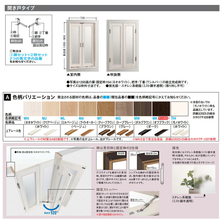 楽天市場】大建工業【室内窓マドモ 開き戸タイプ W=735 H=1200 枠+扉 1 