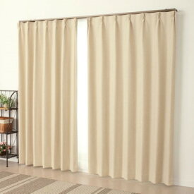 厚地カーテン 防炎・1級遮光　ピュリー 2枚組 既成カーテン 日本製 洗濯OK アイボリー 【沖縄・離島 送料別】