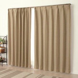 厚地カーテン 防炎・1級遮光　ピュリー 2枚組 既成カーテン 日本製 洗濯OK ベージュ 【沖縄・離島 送料別】