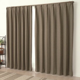 厚地カーテン 防炎・1級遮光　ピュリー 2枚組 既成カーテン 日本製 洗濯OK ブラウン 【沖縄・離島 送料別】
