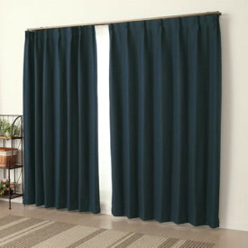 厚地カーテン 防炎・1級遮光　ピュリー 2枚組 既成カーテン 日本製 洗濯OK ネイビー 【沖縄・離島 送料別】