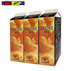 三田飲料 スクイージー オレンジ 100 1L パック　【3個セット】