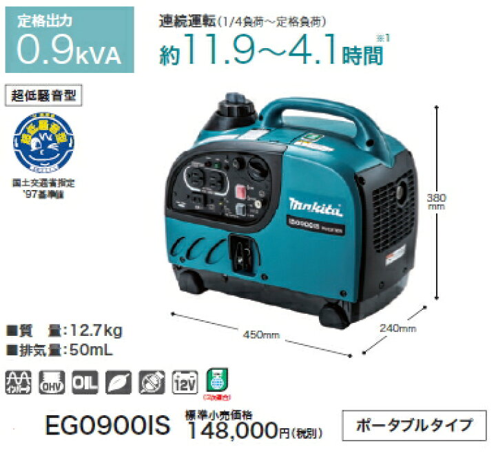 エコツール知立店】☆Makita/マキタ エンジン発電機 EG0900IS ☆ 出張 