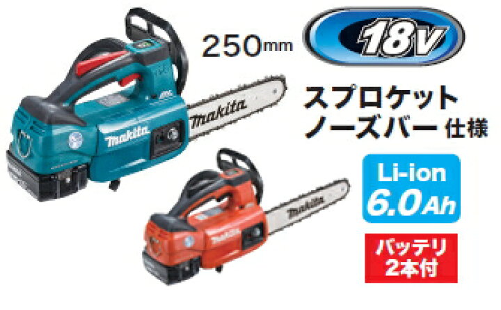 楽天市場】マキタ電動工具 18V充電式チェンソー【250mm】 MUC254DRGX  