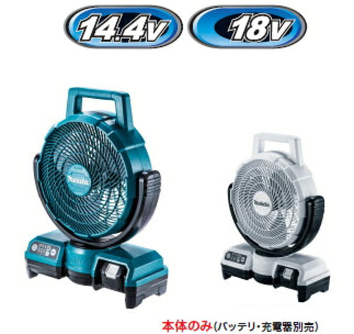 楽天市場 マキタ 扇風機 14 4 18v対応充電式ファン 羽根径235mm Cf3dz 青 Cf3dzw 本体のみ バッテリー 充電器は別売 首振り機能 タイマー機能付 ケンチクボーイ