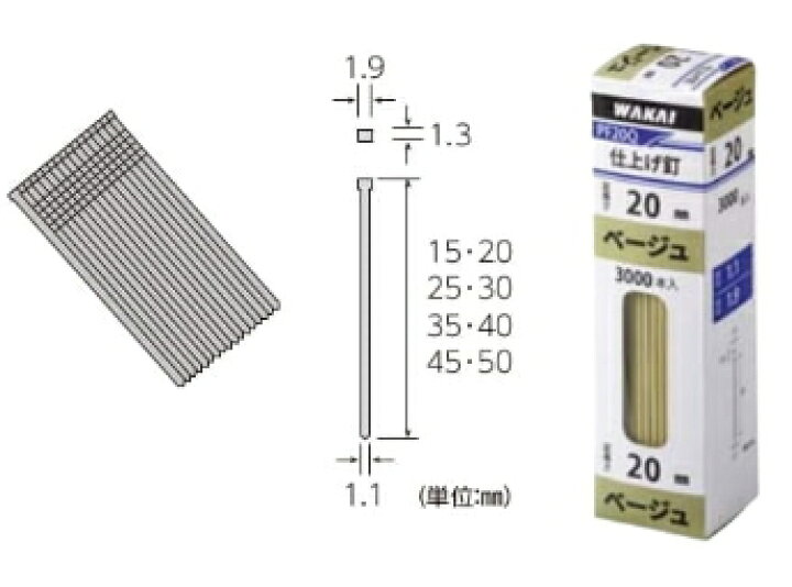 楽天市場】ワカイ 仕上釘 フィニッシュネイル25mm PF25（無塗装）【中 