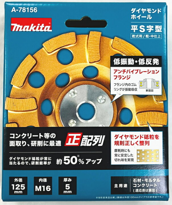 楽天市場】マキタ電動工具 ダイヤモンドホイール125mm 平S字型（研削用 