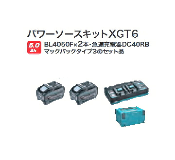 楽天市場】マキタ電動工具 パワーソースキットXGT6【BL4050F×2個+2口  