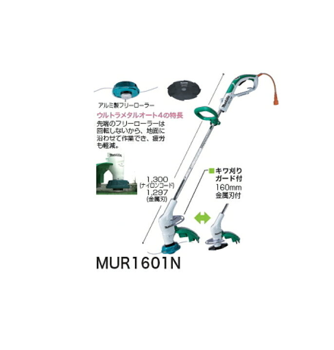 楽天市場 マキタ 草刈機 ナイロンコード式 金属刃 刈込幅280mm 160mm Mur1601n ケンチクボーイ