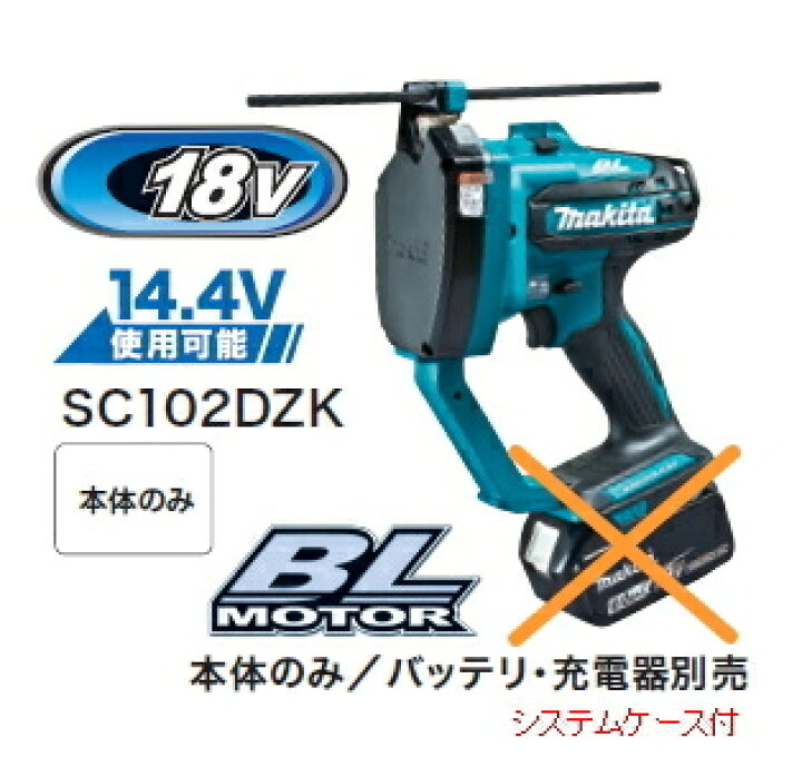 楽天市場】マキタ電動工具 18V充電式全ネジカッター SC102DZK（本体+ 