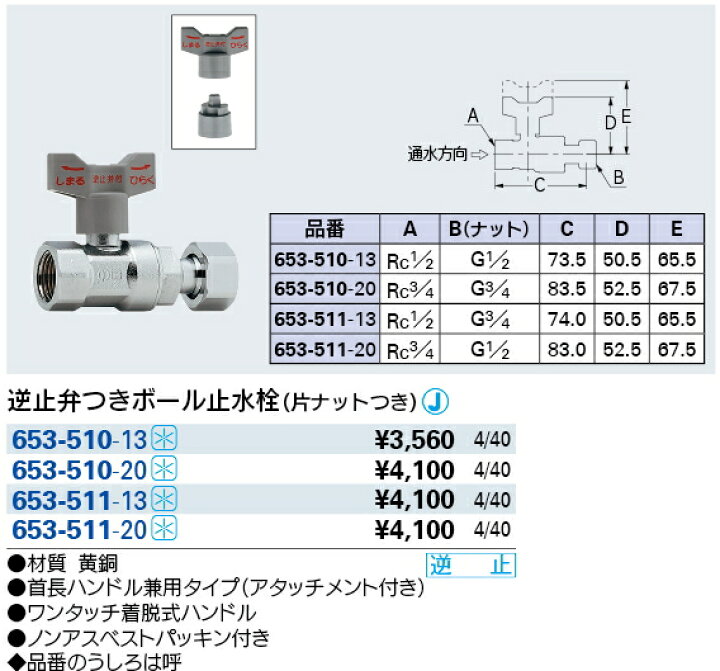 楽天市場】KAKUDAI カクダイ 653-510-20 逆止弁つきボール止水栓 （片 