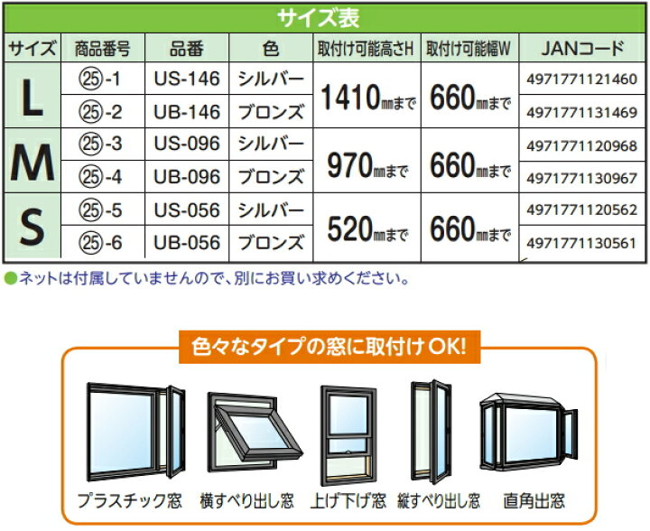 楽天市場】川口技研 OK内開きアミド シルバー Sサイズ US-056 ※網 