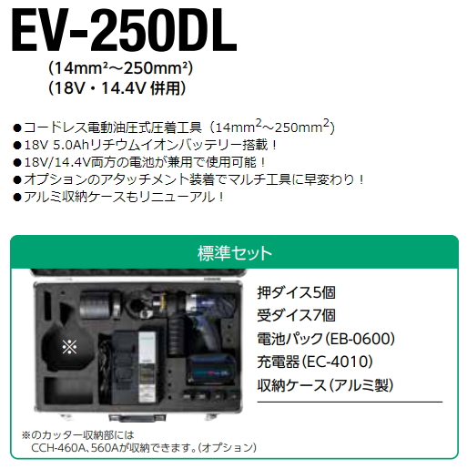 CACTUS コードレス電動油圧式圧着工具 18V/14.4V用 EV-250DL 未使用品 